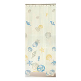 Cortina Box Para Banheiro Pvc Conchas Azuis 198x180cm Uzoo