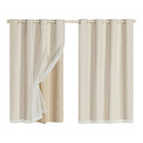 Cortina Corta Luz Blackout Com Voail 2 00mtrs Quarto Sala Cor Palha
