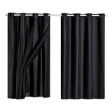 Cortina Corta Luz Blackout Com Voail 2 00mtrs Quarto Sala Cor Preto