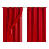 Cortina Corta Luz Blackout Com Voail 2 00mtrs Quarto Sala Cor Vermelho