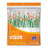 Cortina De Box Banheiro Visor Estampado E Ganchos 1 35m X 2m Copo De Leite