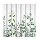 Cortina De Chuveiro- Cortina De Chuveiro Com Folhas Azul-petróleo Lavável Na Máquina- Conjunto De Cortina De Chuveiro De Tecido Impermeável Para Decoração De Banheiro Com 12 Ganchos De Cortina De Chuveiro 182 X 182 Cm