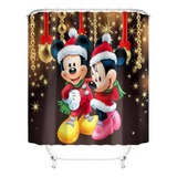Cortina De Chuveiro De Natal Com Mickey Minnie Mouse