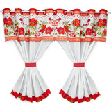Cortina De Cozinha 2 60 X 1 40 Vermelho Flores E Joaninhas