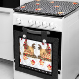 Cortina De Forno E Capa Tampa De Fogão 6 Bocas Galinha