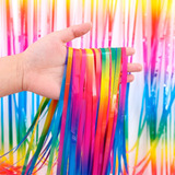 Cortina De Franja Colorida Candy 100x200cm Silver Festas Cor Arco Ires Candy