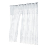 Cortina De Renda P Varão Cores 350x220 Cm Irlanda Com Bandô Cor Branco