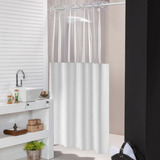Cortina Em Pvc Para Box Antimofo Com Ilhós 1 38x1 98 Branca Cor Branco Com Visor Incolor