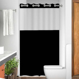 Cortina Em Pvc Para Box Antimofo Com Ilhós 1 38x1 98 Cor Preto Com Visor Incolor