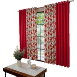 Cortina Estampada Para Sala Quarto 2 70 X 4 50 Cor Vermelho