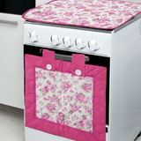 Cortina Forno E Capa P Tampa Fogão 5 6 Bocas Flower Pink