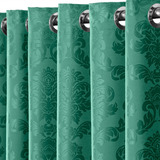 Cortina Jacquard Sala E Quarto 3 00mts X 2 30 Esticada Cor Esmeralda