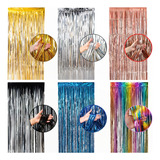 Cortina Metalizada Lisa Franja Decoração Festa 2x1m 03 Cores