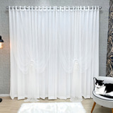 Cortina Monalisa 3 00m X 2 50m Xale Tule Pérolas Com Forro Cor Branco