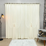 Cortina Monalisa Sala Quarto Porta Balcão 3 00 X 2 50 Xale Tule Pérolas Com Forro Cor Palha