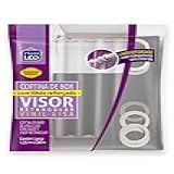 Cortina Para Box Cinza Com Ilhós Visor Cristal 1 35x2 00m Plast Leo Ref 641 H 