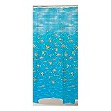 Cortina Para Box De Banheiro- Fundo Do Mar Com Peixes- 198x180cm- Azul
