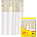Cortina Para Box Vinil Impermeável Antimofo Visor 135x200cm Cor Amarelo Flores