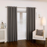 Cortina Para Sala E Quarto 300x280 Com Ilhos Para Varão Cor Cinza escuro