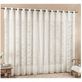 Cortina Para Sala Renda 3 00 X 2 50 Luna Varao Simples Cor Palha