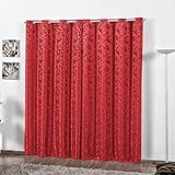 Cortina Rafaela Tecido Jacquard Com Estampa Floral 2 80m X 2 30m Para Sala E Quarto Vermelho 