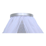 Cortinado Mosquiteiro Veu Voil Pompom Branco Para Dossel