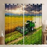 Cortinas De Escurecimento De Trator 2 Painéis 132 X 213 Cm Cortinas Agrícolas Para Quarto Sala De Estar Decoração De Crianças Trator Agrícola Ocidental 30 50 Cortinas Blackout Tratamento Janela Veículo Maquinário Caminhão