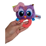 Coruja Pelúcia Com Buzina Chocalho E Anel Mordedor Macio
