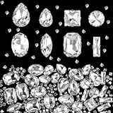 Costurar Em Strass 240 Peças Strass Prata Formas Mistas Vidro Strass Transparente Liso Garra Cristal Strass Pedras De Costura De Vidro Para Roupas Joias Sapatos Faça Você Mesmo Branco 