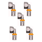 Cotovelo Para Gás Tubo Pex Prensar 16mm X1 2 Fêmea Kit 5 Pçs