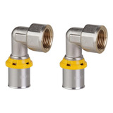 Cotovelo Para Gás Tubo Pex Prensar 20mm X1 2 Fêmea Kit 2 Pçs