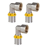 Cotovelo Para Gás Tubo Pex Prensar 20mm X1 2 Fêmea Kit 3 Pçs