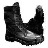 Coturno Bota Masculino Botina Preto Militar Couro Tático