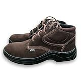 Coturno Botina Bota Nobuck Couro Legitimo Trabalho EPI Segurança CA Bico PVC Masculino Feminino Unissex MXC BRASIL Café BR Adulto Numérico 40 
