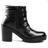 Coturno Feminino Bota Cano Medio Botinha Conforto