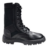 Coturno Militar Masculino Bota Couro Segurança Zíper Lateral