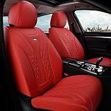 Coverado Capas Para Assentos De Carro- Bancos Dianteiros- Pacote Com 2 Capas- Protetores Impermeáveis Couro Napa- Ajuste Universal Automotivo A Maioria Dos Veículos- Vermelho