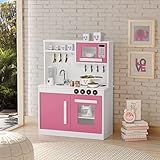 Cozinha Armário Infantil Com Fogão Microondas Mdf Rosa