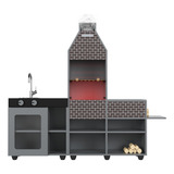 Cozinha Churrasqueira Infantil Mini Chef Mdf Sai Fumaça Led