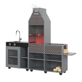 Cozinha Churrasqueira Infantil Mini Chefe 100 Mdf Maitê
