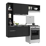 Cozinha Compacta Com Armário E Balcão Mp2001 Sofia Multimóveis Preta