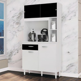 Cozinha Compacta Duda 4 Portas 1 Gaveta Branco preto