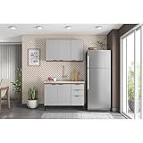 Cozinha Compacta Firenze 02 Peças 06 Portas 02 Gavetas Amendola Nude Prime Tx