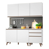 Cozinha Compacta Madesa Reims 5 Portas 3 Gavetas Acabamento Do Móvei Pintura Poliéster De Alta Resistência Cor Branco