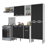 Cozinha Compacta Xangai 9 Portas Multimóveis Branco preto