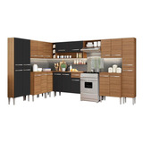 Cozinha Completa Canto Madesa Emilly big c Armário E Balcão Acabamento Do Móvei Pintura Poliéster De Alta Resistência Cor Rustic preto