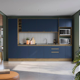 Cozinha Completa Celeste Kappesberg 100 Mdf Azul 340cm