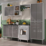 Cozinha Completa Compacta Xangai Plus Multimóveis Cor Branco lacca Fumê
