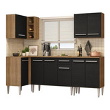 Cozinha Completa D Canto Madesa Emilly Open C Armário Balcão Cor Rustic preto
