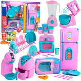 Cozinha De Brinquedo Zuca Toys Kit Cozinha Faz De Conta 35 Peças Rosa